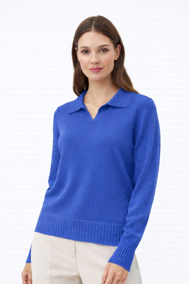 gömlek yaka triko bluz - 3