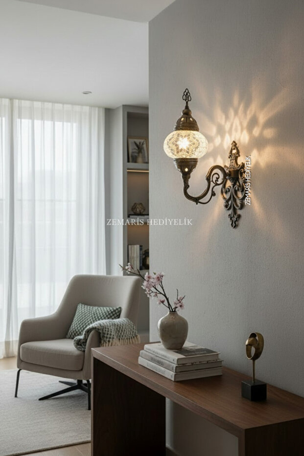 Handmade Authentic Mosaic Wall Sconce - 6