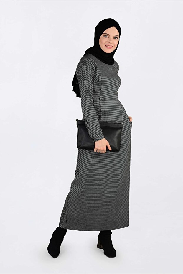 4833 Model Square Patterned Dress - 1