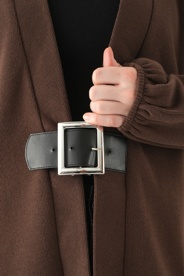 3123A Front Belted Kimono Brown - 4