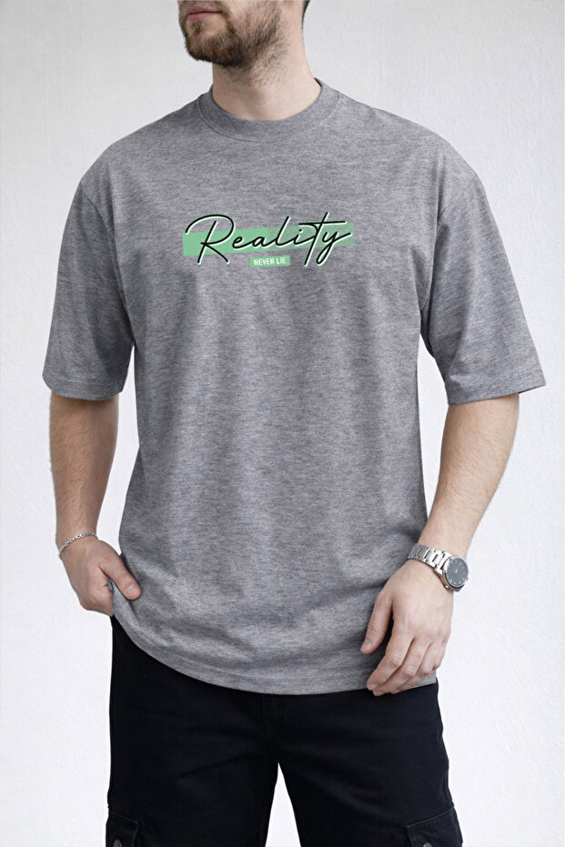 Men's Reality Never Lie Written 100% Cotton Gray T-Shirt