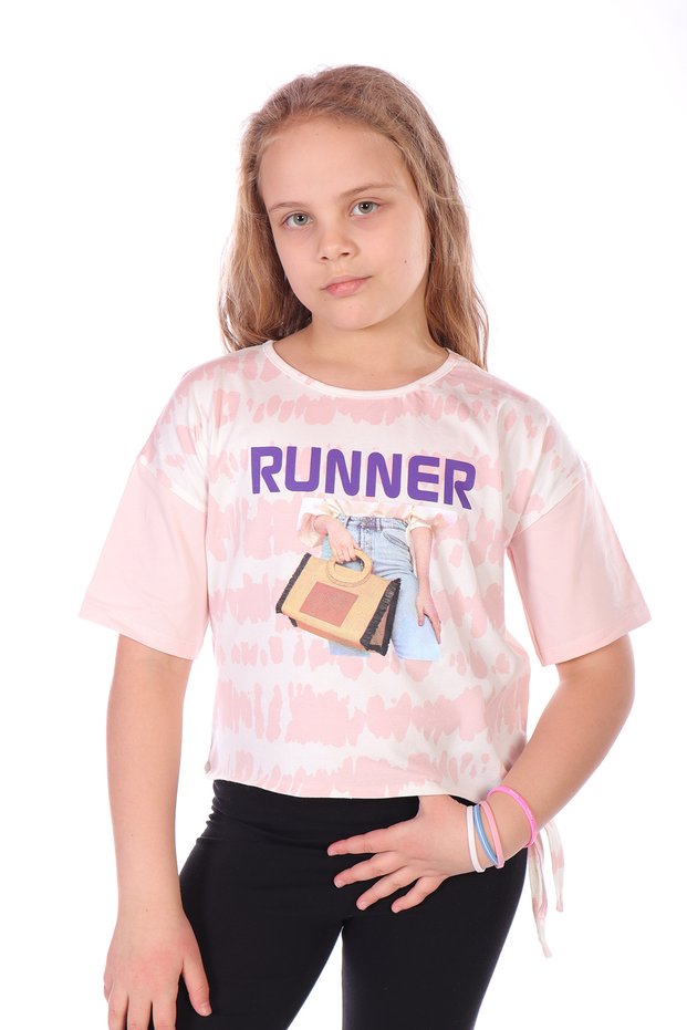 Girl's Printed Crew Neck Short Sleeve T-Shirt