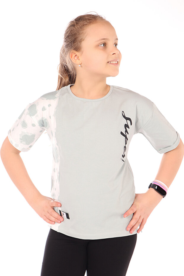 Girl's Printed Crew Neck Short Sleeve T-Shirt