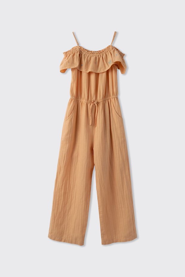 Girl's Salopet Salmon Salopet with Frill Collar Straps