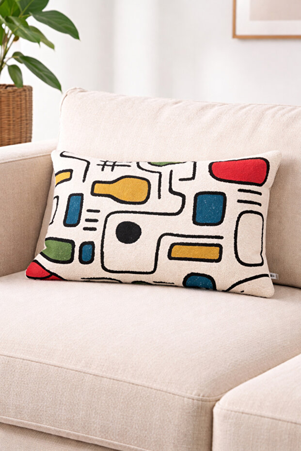 Abstract Jacquard Woven Throw Pillow Cover (35X50 cm)