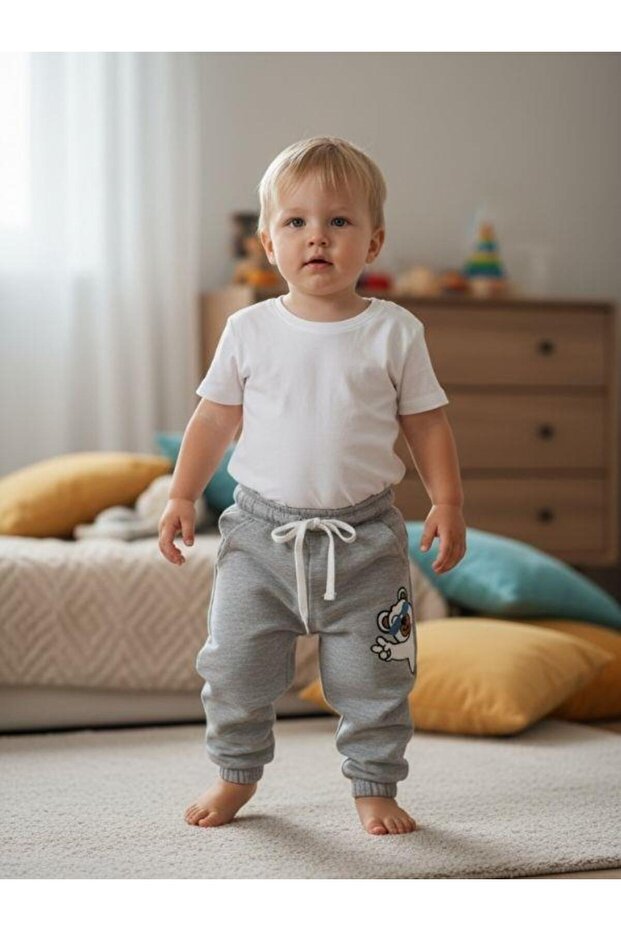 Baby Teddy Bear Patterned Tracksuit Bottom