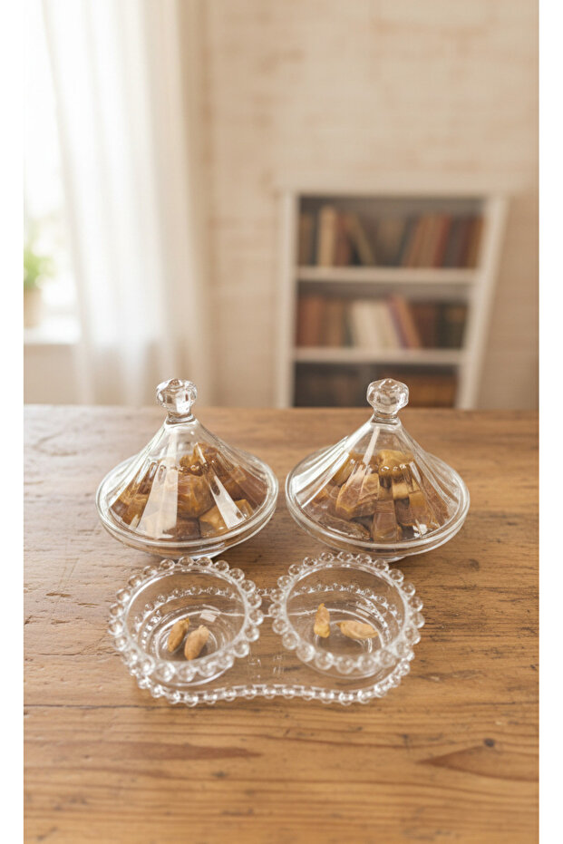 طقم تقديم التمر مكون من 5 قطع - أكواب زجاجية - 2