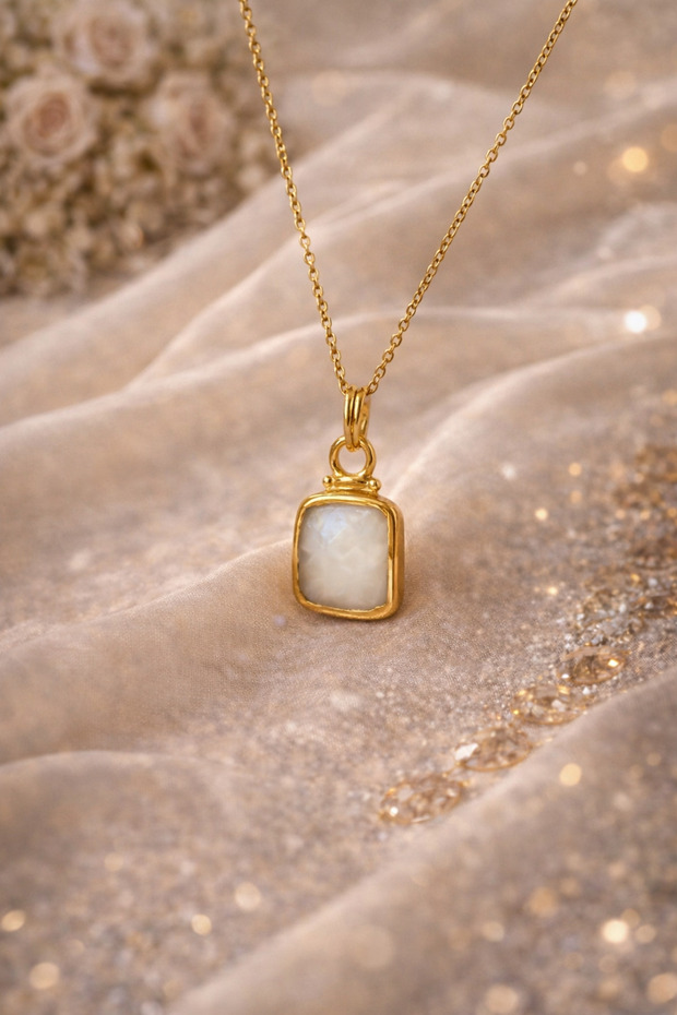 White Agate Natural Stone Elegant Steel Chain Necklace for Happiness and Stress Relief