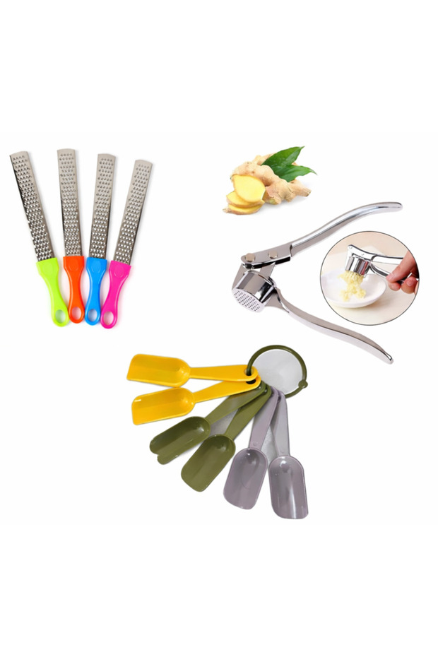 Garlic Crusher Lemon Cheese Grater Mini 6-Piece Spice Spoon