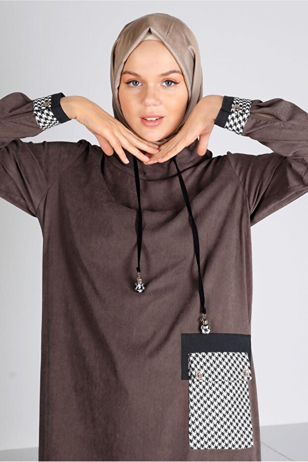 تونيك منقوش بنقشة ريش الطيور 43283