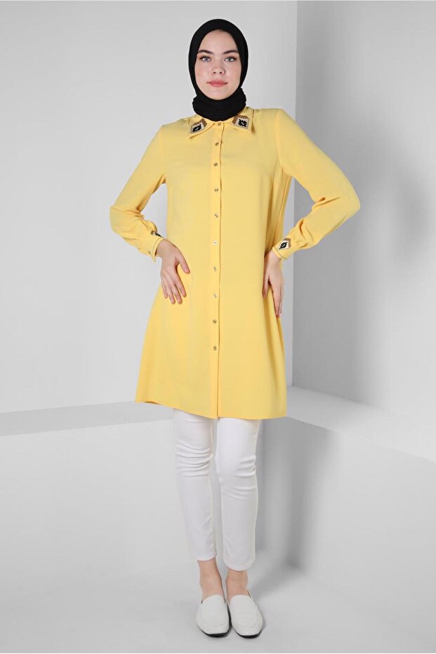 EMBROIDERY DETAIL BUTTON TUNIC 43792