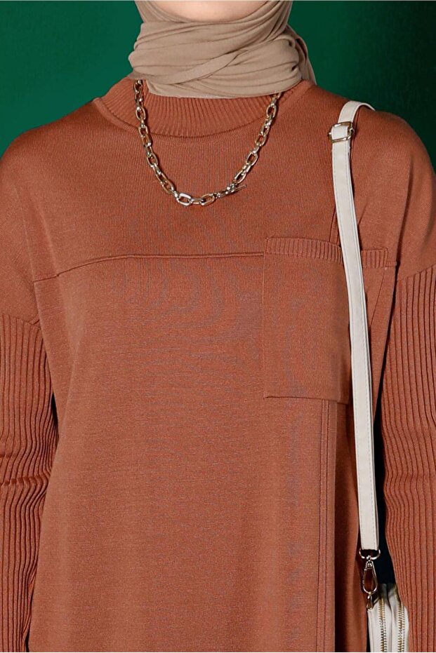 CEP DETAYLI BASIC TRİKO ELBİSE 43129 - 4