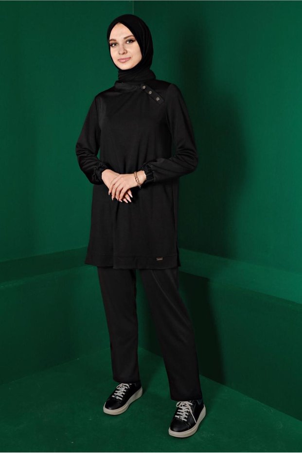 Double Pants with Ribbed Collar. Sweat Suit 43342
