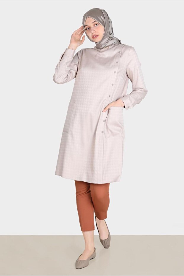 Goosebite Patterned Buttoned Tunic 42746 - 2