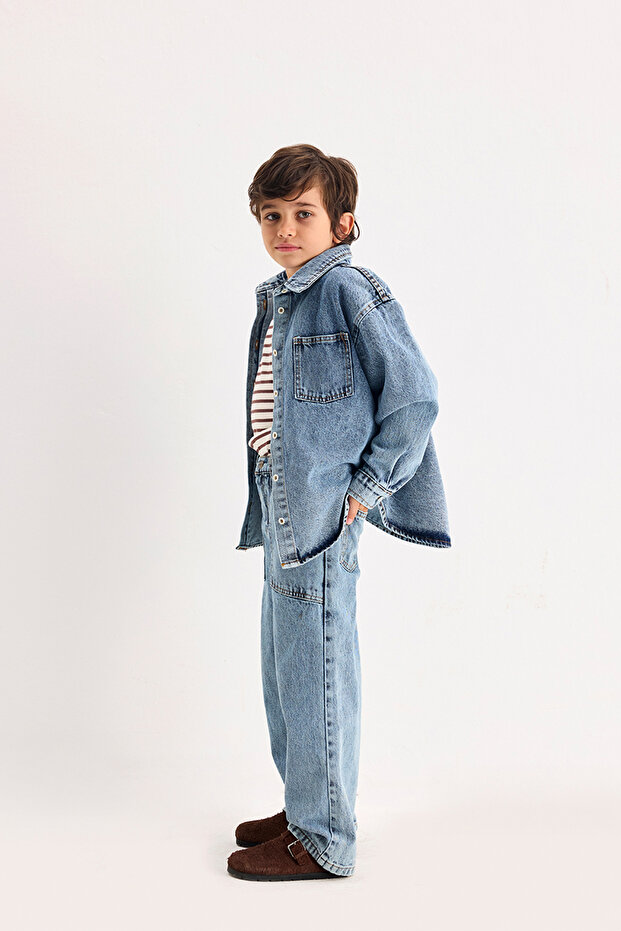 Noa Mavi Denim Gömlek - 4