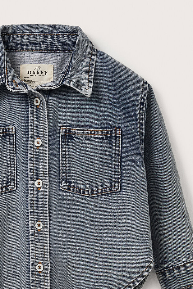 Noa Mavi Denim Gömlek - 5