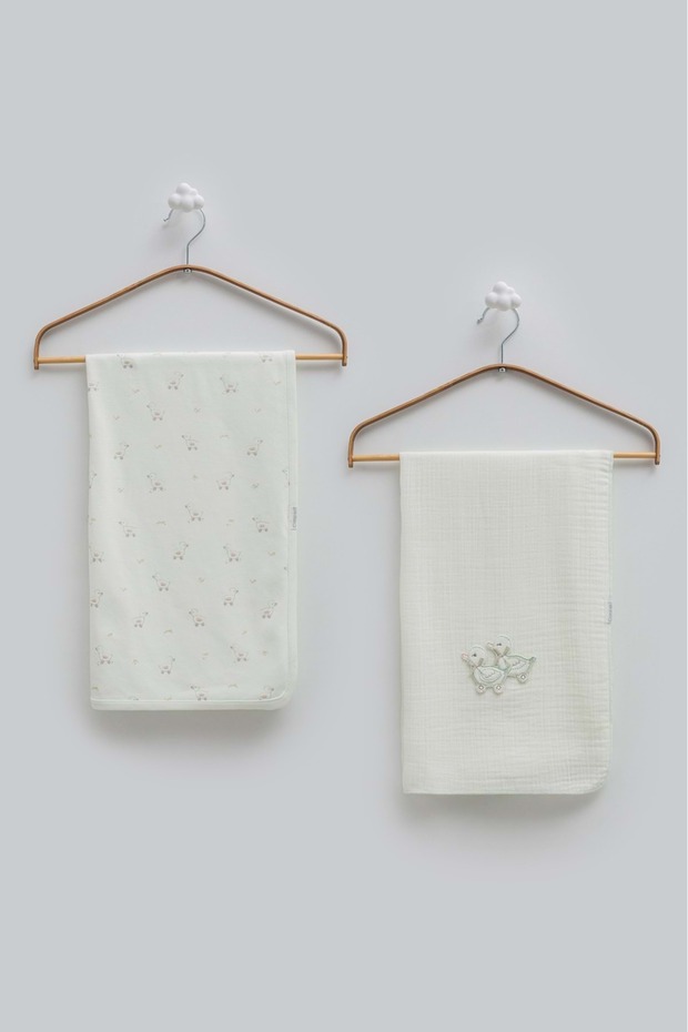 Love Time Baby Girl Double Boxed Blanket-80X90 cm Green