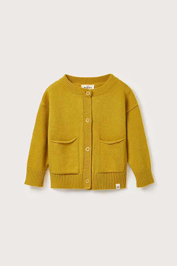 Yünlü Oversize Triko Hırka Sarı - 6