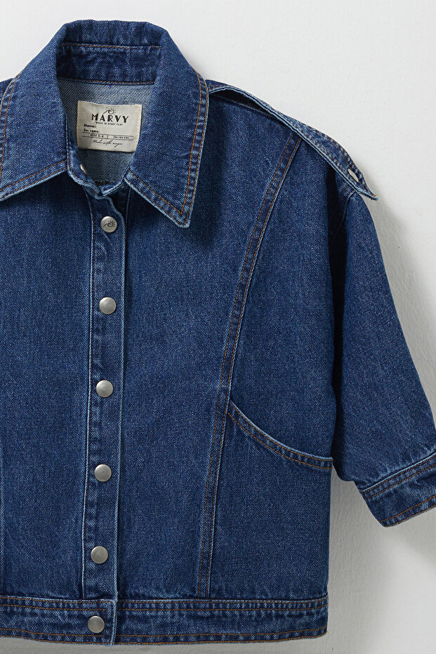 Nova İndigo Denim Ceket - 4