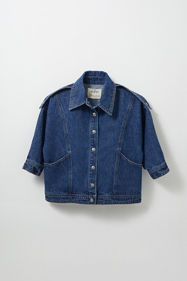 Nova İndigo Denim Ceket - 5