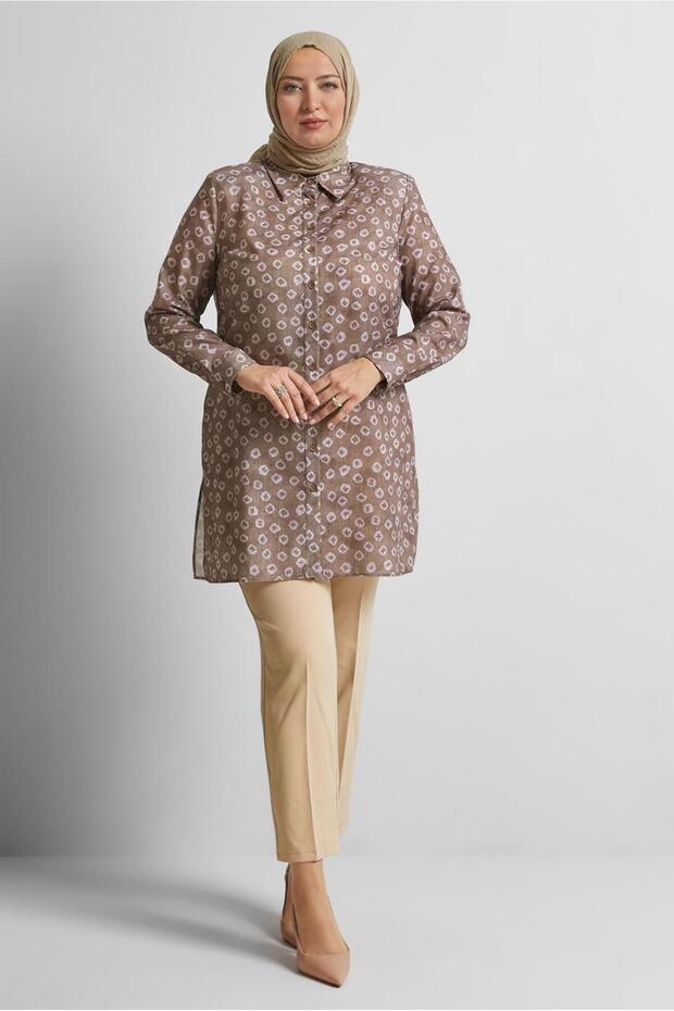 تونيك مقاس كبير منقوش 20740 - 2