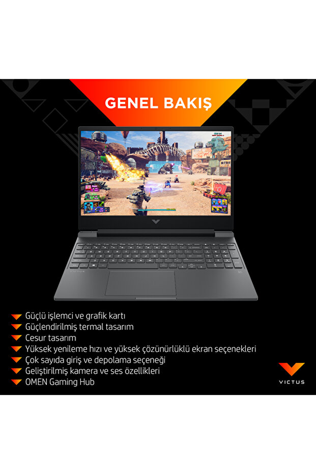Victus AMD Ryzen 5-8645HS 16GB 512GB RTX3050 6GB Freedos 15.6" FHD IPS 144Hz Gaming Laptop B9KM2EA - 2