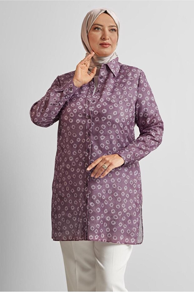 Patterned Large Size Tunic 20740 - 1
