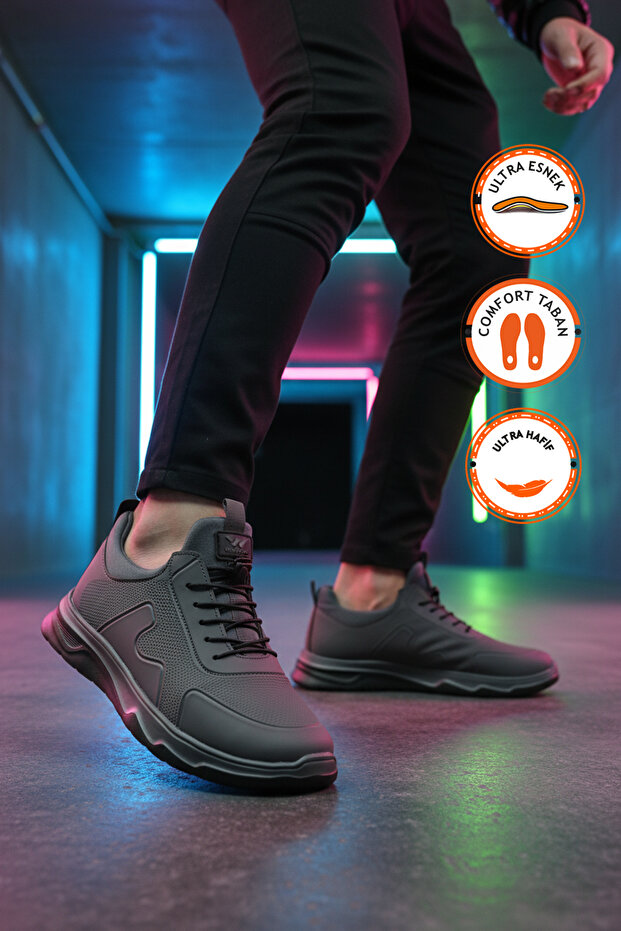 Smoked Rubber Laced Lightweight Flexible Men's Sports Shoes Kaif 2323 m