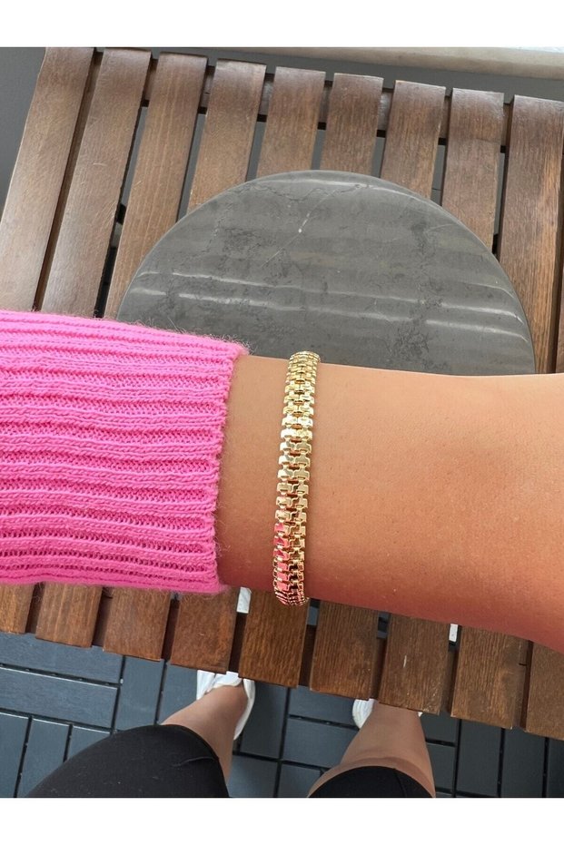 Women's Yellow Color Watch Band Design Bijouterie Chain Bracelet