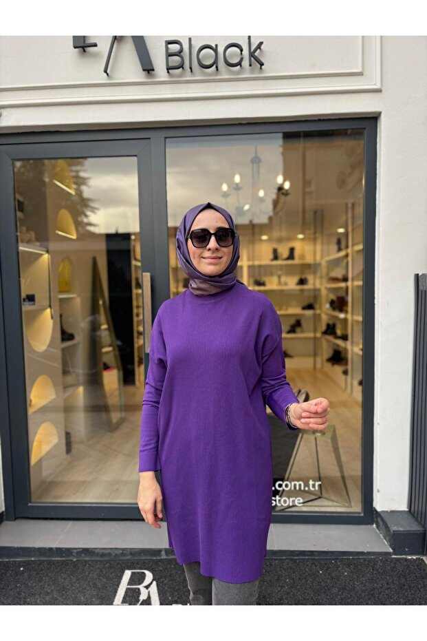 İNVEE 7014 Triko Tunik - Mor - 2