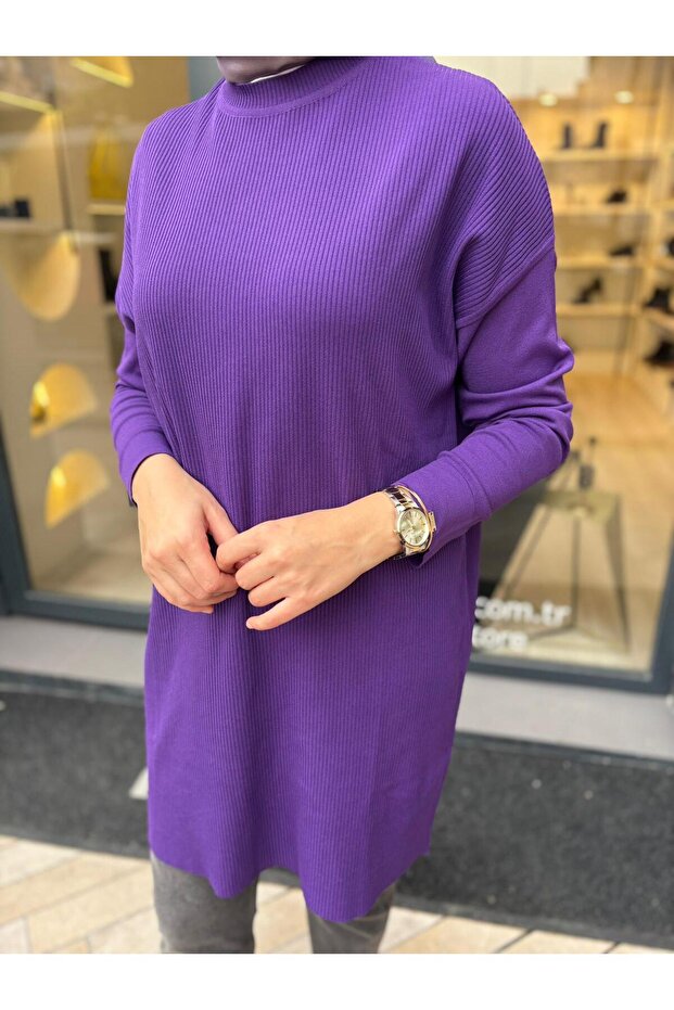 İNVEE 7014 Triko Tunik - Mor - 3