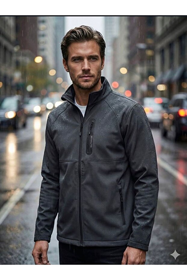 Softshell Anthracite Color Outdoor Coat