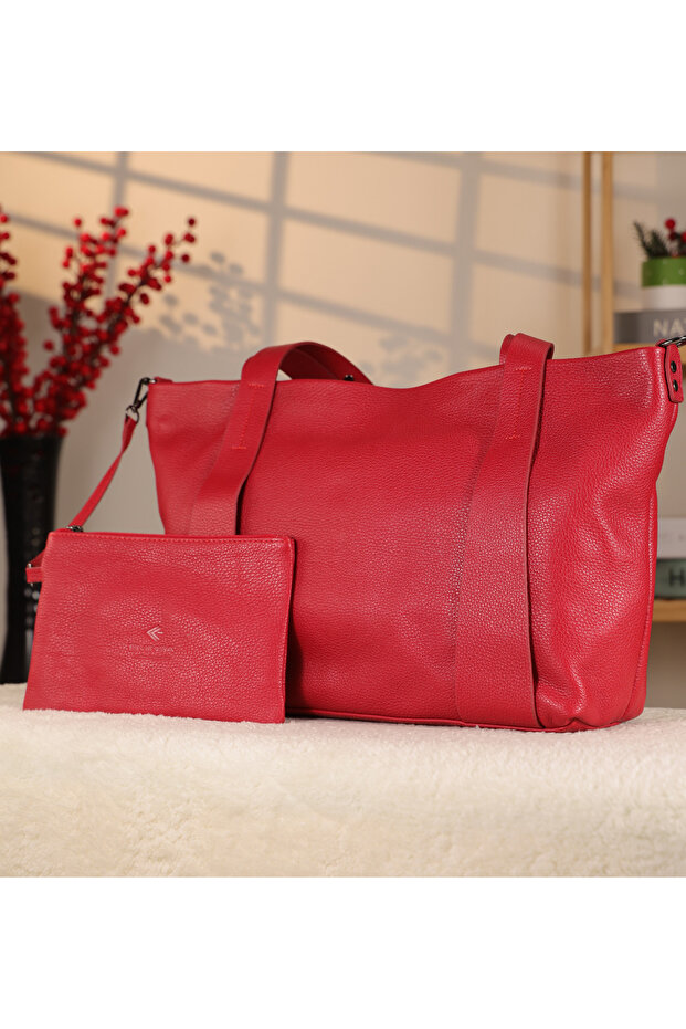 Red Color Wallet Leather Bag - 40278, Genuine Leather, Shoulder Strap, Special Occasions, Daily Life