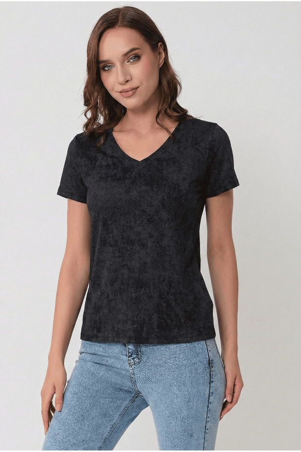 V-Neck Vintage Printed Short Sleeve T-Shirt