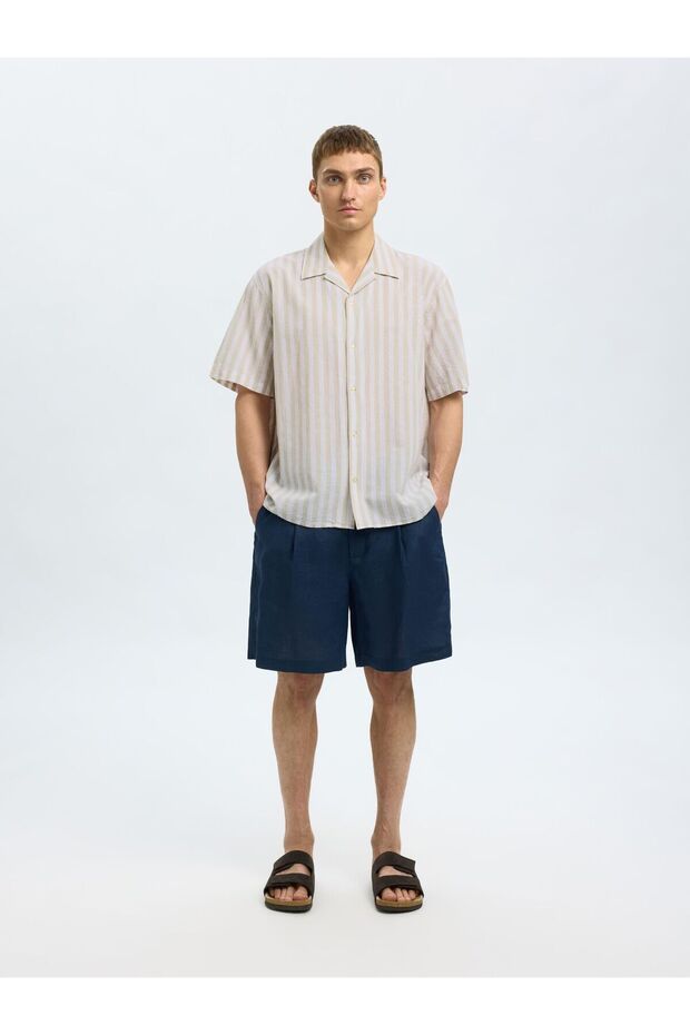 Kurzarmhemd Leinenmix - 4