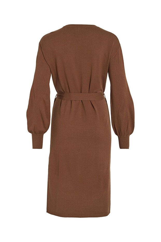 Strickkleid Gürtel Midi - 3