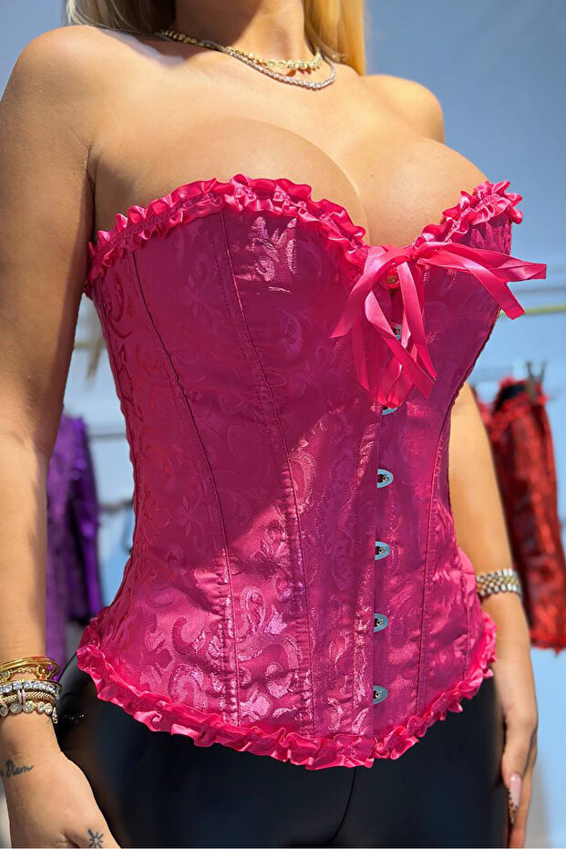 Enissa Embroidered Corset - Neon Pink
