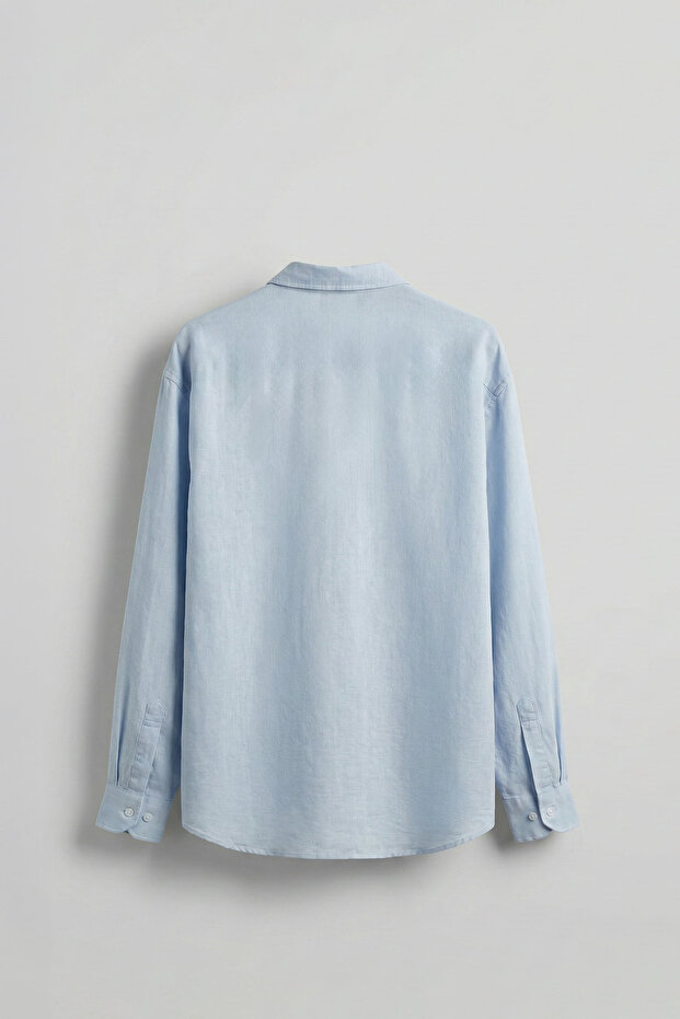 Erkek Oversize Basic Rahat Gömlek Açık Mavi - 2