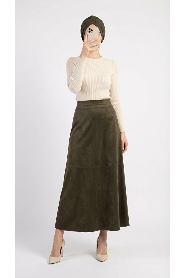 Gönül Suede Skirt Mt.001-Bn4272 Khaki