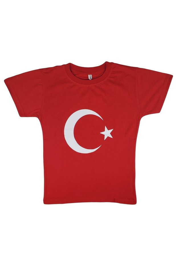 Crescent and Star Printed Children's T-Shirt Unisex Turkish Flag T-shirt 23 April Children's Day 29 October Demonstration