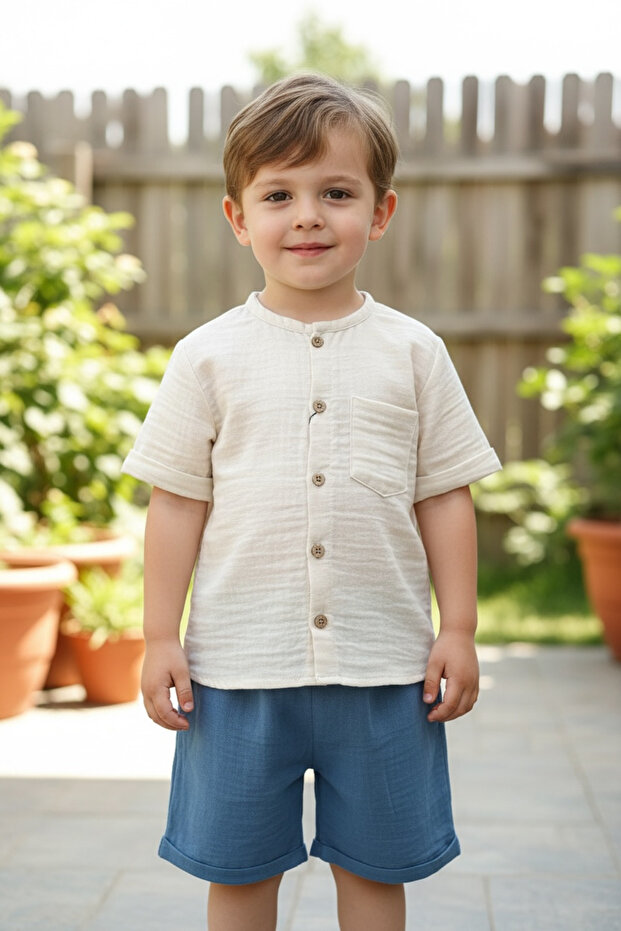 Muslin Boys' Shirt & Shorts Set