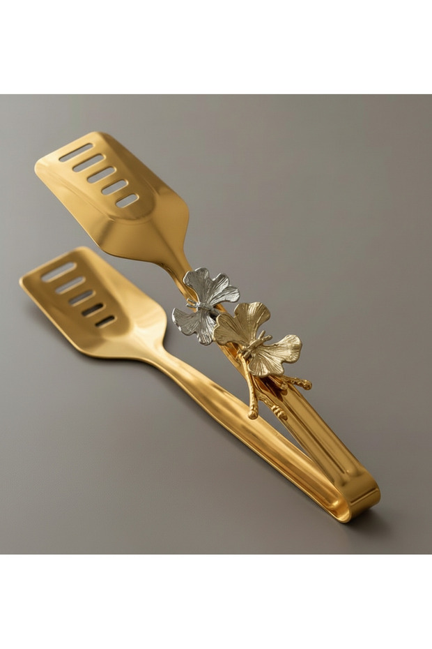 Stainless Steel Luxury Butterfly Serving Tongs Set 22 cm