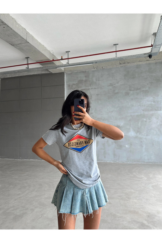 سان فرانسيسكو بتصميم مطبوع - رمادي - 1