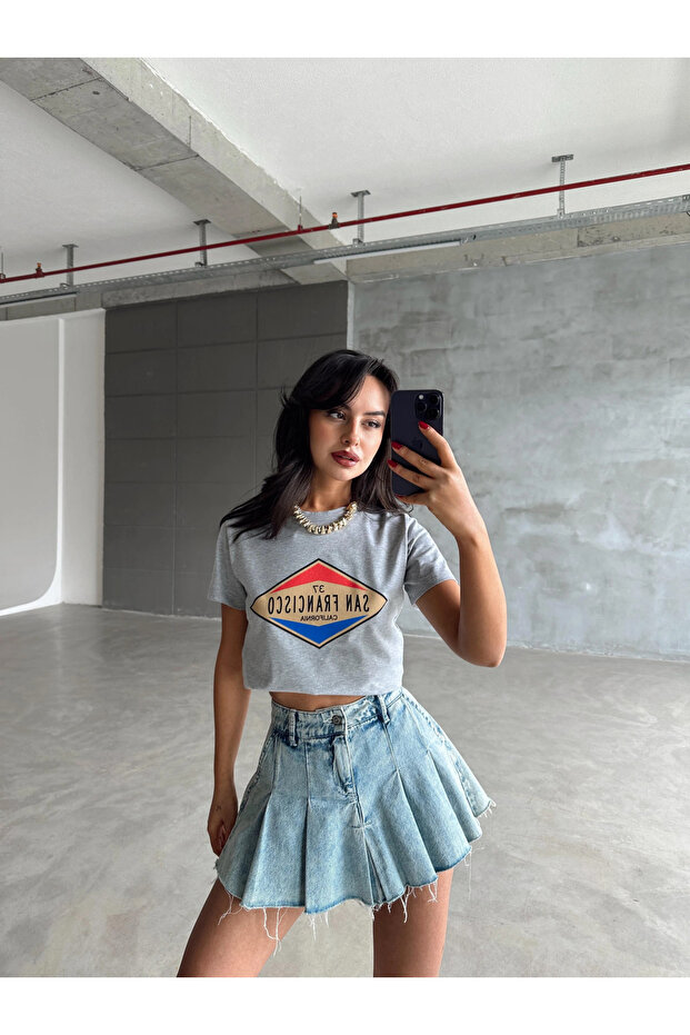 سان فرانسيسكو بتصميم مطبوع - رمادي - 4