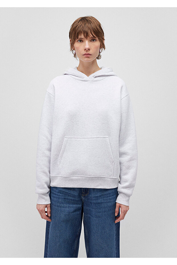 سويت شيرت أساسي رمادي فاتح بغطاء للرأس167299-85438 - 3