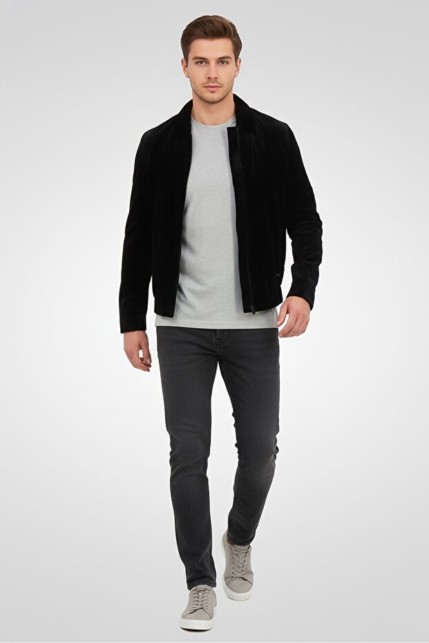 جاكيت رجالي من قماش سوفت شيل، أسود - 1