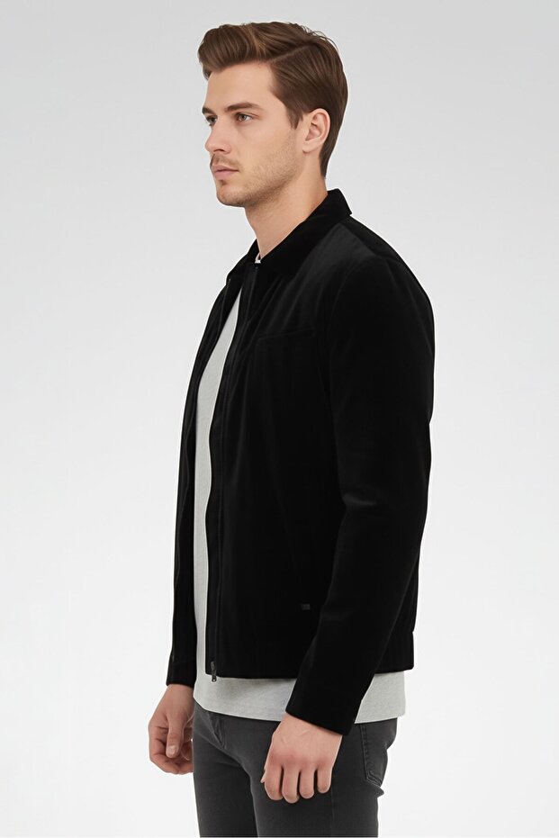 جاكيت رجالي من قماش سوفت شيل، أسود - 3