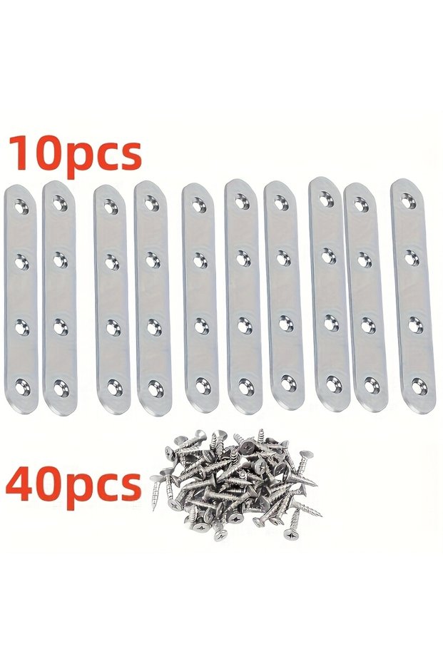 50pcs 10-Piece Set Stainless Steel Angle Brackets with Screws 96mm 90-Degree Right Angle Furniture C