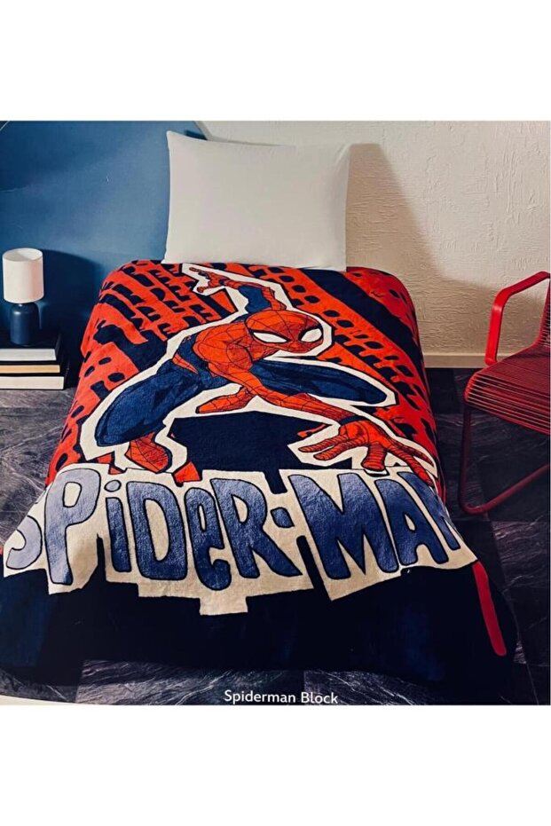 بطانية مرخصة بتصميم سبايدرمان بلوك مقاس فردي - 1