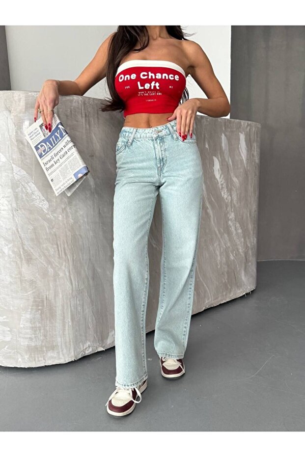 Light Blue High Waist Straight Cut Jeans